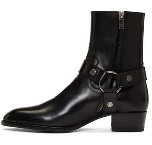 Moda Harness Homens venda por atacado-Couro genuíno Wyatt Harness Boots sapatos zíper dentro de moda homens martin boot boot boost mais tamanho Euro