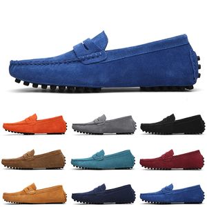 GAI Non-brand Herren Casual Wildlederschuhe Schwarz Blau Weinrot Grau Orange Grün Braun Herren Slip-on Lazy Lederschuh 38-45