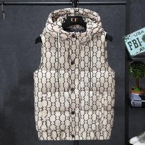 2021 Designer's New Autumn Winter Men's Down Vest Printed Letters Design Loose Casual Hooded and Thick Sleeveless Coat Fashion Warm M-4XL