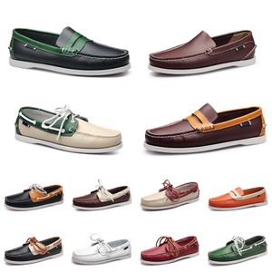 Mężczyźni Casual Buty Mokasyny Skórzane Outdoor Sneakers Dolny Niski Cut Męskie Klasyczne Potrójne Czarne Białe Gr