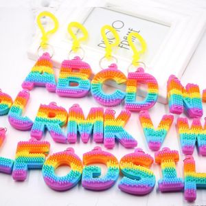 Rainbow Letter toy Pvc Keychain Pendant Soft Silicone Color Car Bridal Gift Party Supplies Baby Shower Decorations DHL CY06