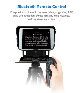 Smartphone / tablet / dslr câmera teleprompter com controle remoto suporta lente de grande angular para vídeo ao vivo de fala