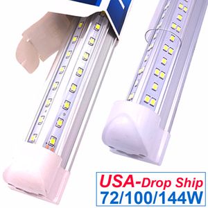 8ft t8 led tüp ışık, 6500 k gün ışığı beyaz dükkan ışıkları, temiz kapak, 100w (240w eşdeğeri) 10000LM, V şeklinde, yedek floresan ampuller, balast bypass