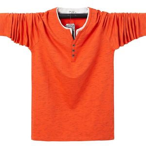Mode Autumn Märke Trend Slim Fit Long Sleeve T Shirt Men Patchwork Collar Tee Tops V-Neck T-shirt Bomull Plus storlek 6xl 220217