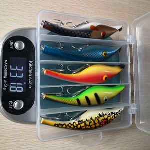 5 pçs / lote undberg stalker muskie muskie pike baixo isca isca wobbler 3d olhos flutuante manivela jerk trollzalt pike 140mm 42g