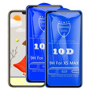Screen Protector For iPhone 14 Pro Max 13 Mini 12 11 XS XR X 8 7 6 Plus SE 10D Tempered Glass Real 9H Proof Full Glue Coverage Cover Curved Film