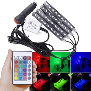Car Interior Strip Light RGB 9 LED Atmosphere Red Lamp Charge Footwell Decorative Lights