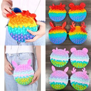 Rainbow Macaroon Fidget Toy Bubble Chain Bag Purses Kids Boy Girls Novel Cool Design Crossbody Fanny Pack Push Pop Sensory Puzzle Toys