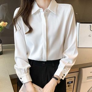 Women s Blouses Shirts Short White Shirt Long Sleeve Spring Dress Interview Professional Satin Top Height XS