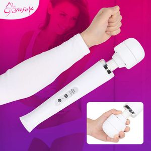 Kraftfull Wand Vibrator för Kvinnor Sexleksaker 10 Hast Vibrationer Big Head Magic Av Stick G-Spot Vagina Massager Kvinna Erotiska Leksaker 210720