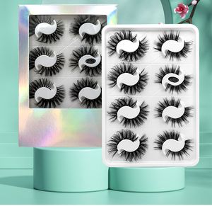 Nyaste 8Pairs 5D Faux Mink False Eyelashes Multilayer Crossed Fluffy Fake Eyelash Natural Wispy Soft Lashes Extension Multipack