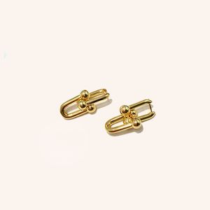 Fashion Hot sales fashion titanium steel jewelry burst T letter chain ring earrings section U chain ear nail Q2