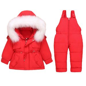 2Pcs Girl Snowsuit Winter Children Down Clothing Set 2021 Baby Ski Suit Overalls for Babies Toddler Jumpsuit Coat Boy Clothes H0909