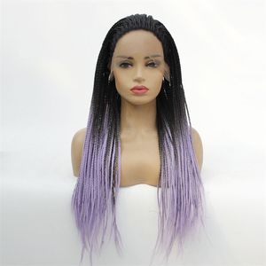 HD Box BraidedSynthetic Lace Front Wig Simulation Human Hair Frontal Braids Wigs For Black Women 19425-1