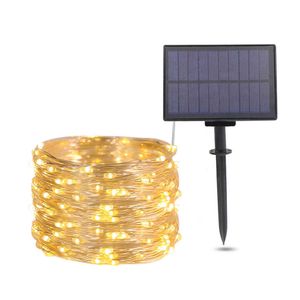 8mode LED Outdoor Solar Lampa Światła Sznur 7M 50 LED Fairy Wakacje Świąteczne Party Garland Ogród Słoneczny Wodoodporny Decor Y0720