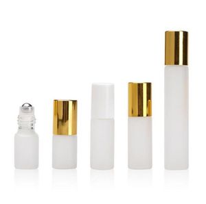 10ml 5ml 3ml Perfume Roll On Glass Bottle Frosted Clear with Metal Ball Roller Essential Oil Vials SN5320