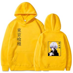 Anime Tokyo Ghoul Hoodie Pullovers Tops Casual Dubbelsidig Höst Unisex Y0804