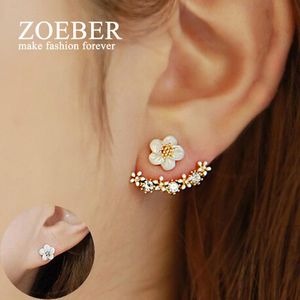 Wholesale flower double sided earrings for sale - Group buy Zoeber Flower Crystals Geometry Stud Earring For Women Colors Double Sided Fashion Geometric Earrings Female Ear Brincos Pending