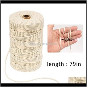 Clothing Fabric Apparel Drop Delivery 2021 2Pcs Natural Handmade Cotton Cord Rame Yarn Rope Diy Wall Hanging Plant Hanger Craft String Knitti