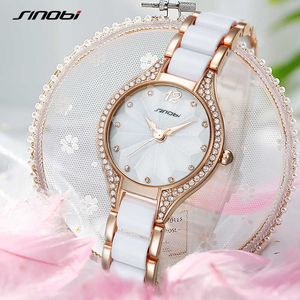 Sinobi Elegant Fashion Watch s Watche Ladies Luxury Clock Golden Diamond Drop Quartz Armbandsur 210616