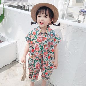 코튼 소프트 아이들 소녀 꽃 rompers jumpsuits 옷 민소매 유아 여름 신생아 bodysuits