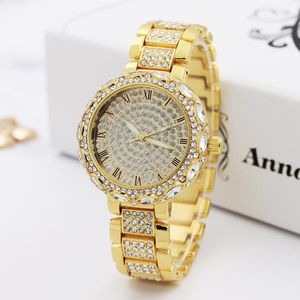 Women's Watches Women Golden Watch for Lady Luxury Designer Brand Crystal Diamond Armband Quartz Wristwatch Relogio Feminino326q