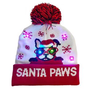 Berety LED Christmas Hat Sweater Knity Beanie Oświetlenie Prezentu dla dzieci dorosłych