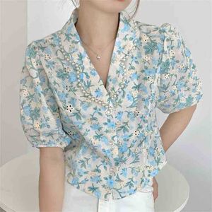 Florals Stylish Plus Size Printed Office Lady Chic Slim Elegance Tops Casual OL Femme All Match Shirts 210525