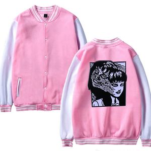 Męskie Kurtki Junji Ito s Cat Casual Baseball Uniform Płaszcz Znosić Kobiety Różowa Kurtka Dziewczyny Z Długim Rękawem Topy Odzież Streetwear