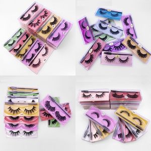 3D Mink Eyelashes with Mascara Brush Set Handmade Faux Fake Lashes Natural Soft Thick Long Eye Lash for Beauty Makeup