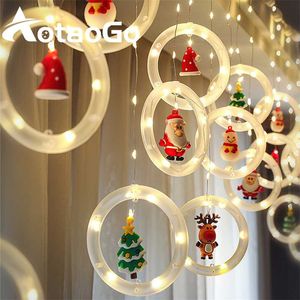 LEDホリデーライトデコレーションランプの装飾ガーランドイヤー装飾文字列クリスマスサンタデコレーションアクセサリー211109