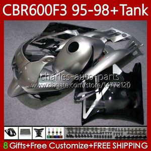 Körper + Tank für Honda Silver Black CBR600 CBR 600 F3 FS CC 600F3 95 96 97 98 Karosserie 64No.90 CBR600F3 CBR600FS 600CC 1995 1996 1997 1998 600FS CBR600-F3 95-98 Verkleidung Kit