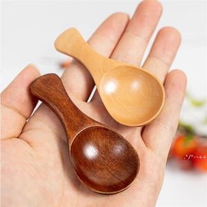 Pequenas colheres de sal sólidas de madeira Solid Wood Wood Condimentos Colher Handmade mel colher de chá de tempero açúcar café geléia de chá de mostarda RRA12155