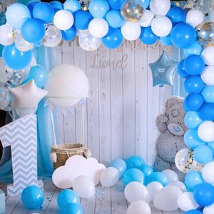 113pcs balão de balão arco kit rosa azul látex ar balões casamento decoração baloon bebê 1st aniversário menino festas suprimentos 210626