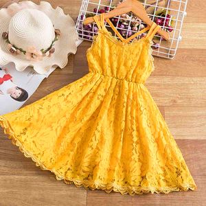 Lace Floral Princess Dress Embroidery Flower Girl Wedding Evening Chidlren Clothing Kids Dresses for Girls Birthday Party Wear Q0716