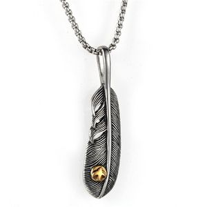 Selling Feather Stainless Pendant Punk Titanium Steel Men s Necklace Girl s Sweater Chain Fashion Brand Z2