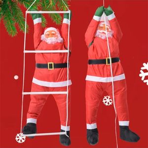 Corda de escada de pingente de Natal escalada Santa Claus Hanging Boneca Decoração de árvore 211019