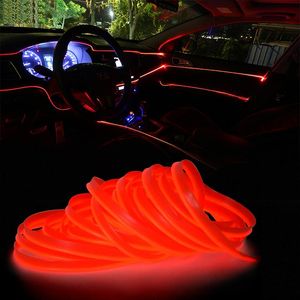 Luci interne esterne 5m Strisce LED per auto Lampada per atmosfera 12V Flessibile Neon EL Fune metallica per interni Tubo luminoso per interni Decorazione automatica