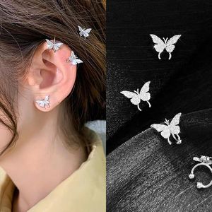 Stud 1pc Needle Zircon Butterfly Cute Girl Earrings Ear Clip Jewelry Female