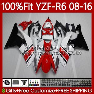 Injektion Red White Blk Fairings for Yamaha YZF-R6 YZF R 6 YZF R6 600 YZF-600 YZFR6 08 09 10 11 12 13 15 16 99NO.20 YZF600 2008 2008 2012 2012 2012 2013 2014 2015 2015 OEM BODY 2015