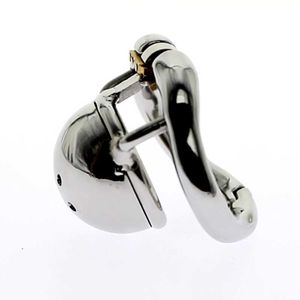 Нержавеющая сталь Micro Chastity Device Небольшой размер Клетчатка петух с дугообразным петух кольцо секс игрушки мужчины целомудрию пояс BDSM игрушка P0826