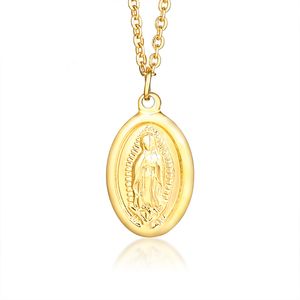 バージンメアリーネックレス女性ペンダントVirgen de Gold Color oy Guadalupeカトリックギフトの聖母