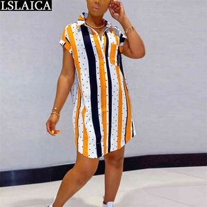 Shirt Dress Short Sleeve Turn-down Collar Plaid Print Fashion es for Women Elegant Button Pocket Decorated Mini 210515