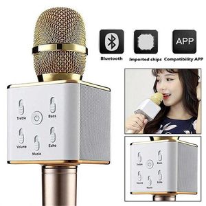 Microphones Handheld Microphone Bluetooth Wireless KTV With Speaker Mic Loudspeaker Portable Karaoke Player in retail bag High Quality