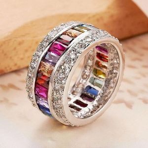 Luxury 925 SILVER ENGAGEMENT WEDDING BAND ANELLO FINGER Multicolor ZAFFIRO RUBY PERIDOT KUNZITE TOPAZ Anelli con pietre preziose per le donne GIOIELLI