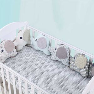 6pcs Baby Bed Bumper Flexible Backrest Cushion Aimal Elephant Crib Bumper Soft Infant Bed Around Protection Pad Baby Bedding Set 211025
