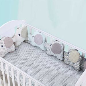 6pcs lettino paraurti flessibile cuscino dello schienale Aimal elefante presepe paraurti morbido letto per bambini intorno protezione pad set di biancheria da letto per bambini 211025