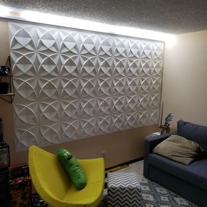 Art3d 50x50cm Växtfiber texturerat 3D-väggpaneler Ljudisolerade för bostads- och kommersiell inredning (pack med 33 kakel)