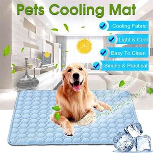 Cão de refrigeração de cães de verão almofada de gelo azul cool camas para animais de estimação sofá cobertor de almofada encaixe todos os animais respiráveis ​​s / m / l / xl tamanho 210924