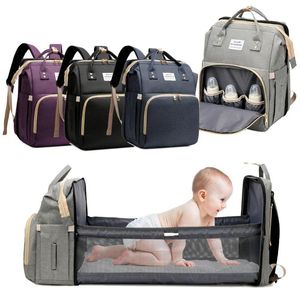 Wholesale Diaper Bags Portable Change Backpack Multifunctional Folding Baby Mom Travel Retractable Bed Bag For 0-1 Year